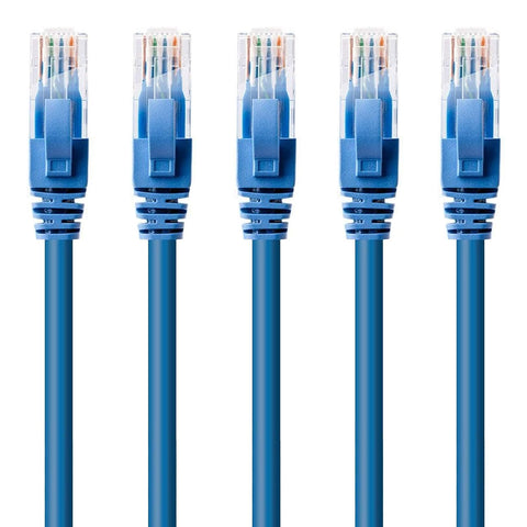 GESS Technologies Cat 6 Ethernet Cable 5 Pack Blue 7ft 10Gbps High Speed Performance Snagless Network LAN UTP 550MHZ Patch Cord Internet RJ45 Internet Cable - 7 Feet