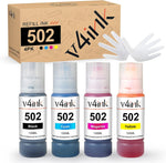 v4ink Compatible T502 Refill Ink Bottle Replacement for 502 T502 to use with Expression Ecotank ET-2700 ET-2760 ET-3710 ET-4750 ET-7700 ET-15000 ST-2000 ET-M1180 ET-M2120 L3060 L3156-4 Packs