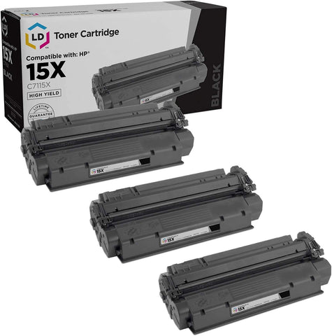 LD Products Compatible Toner Cartridge Replacements for HP 15X C7115X High Yield (Black, 3-Pack) Compatible with Laserjet 1200, 1220, 3300, 3310, 3320, 3330, 3380