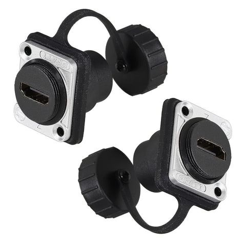 ANMBEST 2PCS HDMI IP67 Panel Mount Waterproof Connector, PA6BG33 Housing Female to Female HDMI Bulkhead Coupler with Weatherproof Dust Cap