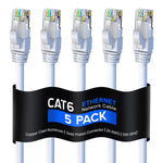 Maximm Cat 6 Ethernet Cable 50 Ft, (5-Pack) Cat6 Cable, LAN Cable, Internet Cable and Network Cable - UTP (White)