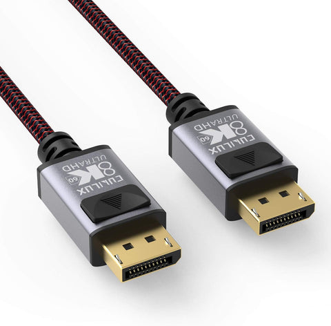 Cubilux 8K DP to DP Cable, Braided DisplayPort 1.4 Male to Male Cord [8K@60Hz 4K@165Hz 2K@144Hz] Compatible with Dell, Lenovo, HP, Asus Laptop Computer, PC, Monitor, TV, 6.6 Feet