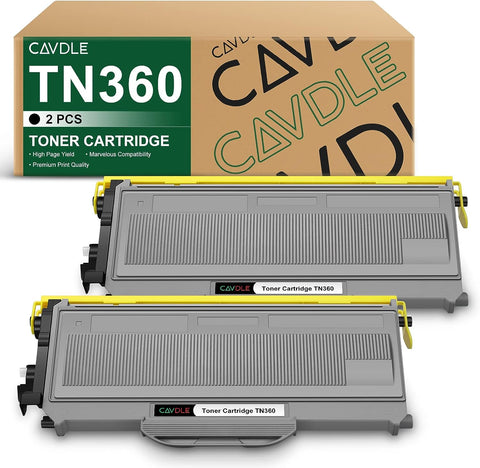 CAVDLE TN360 2-Packs Compatible Toner Cartridge Replacement for Brother TN360 Work with Brother DCP-7030 DCP-7040 MFC-7340 MFC-7440N MFC-7840W HL-2140 HL-2150 HL-2170W Black-2 Packs