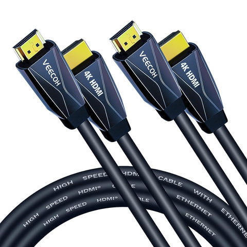 VEECOH 4K HDMI Cable 10Ft/3M 2-Pack,High Speed HDMI Cables 2.0,Highwings HDR 4K@60Hz 1080P@120Hz,HDMI Cord Support 3D,HD,ARC,CEC,HDCP 2.2,Compatible with PS4/PS3 Xbox One/Roku TV/HDTV/Blu-ray