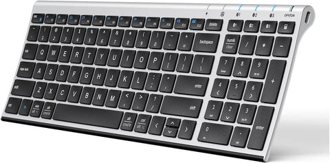 iClever BK10 Bluetooth Keyboard, Multi Device Keyboard Rechargeable Bluetooth 5.1 with Number Pad Ergonomic Design Full Size Stable Connection Keyboard for iPad, iPhone, Mac, iOS, Android, Windows