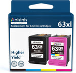 Ankink 4x Capacity 63XL Ink Cartridges Black and Color Combo Pack Replacement for HP Ink 63 XL Officejet 3830 4650 4652 4655 5200 5252 5255 5258 Envy 4520 4512 Deskjet 1112 2132 3630 3632 Printer HP63