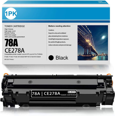 1 Pack Black High Yield Toner Cartridge 78A | CE278A Replacement for HP Pro P1606dn P1606 Printer P1566 Printer P1560 Printer M1536dnf MFP M1537dnf MFP M1538dnf MFP M1530 MFP Printer.