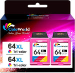 ColoWorld for HP 64XL Color Ink Cartridges, 64 64XL Color Ink Cartridge for HP Printer, Compatible for Envy Photo 7855 7155 7858 6255 7164 6222 6230 7830 7864, Inspire 7255e 7955e 7900e, Tango Printer