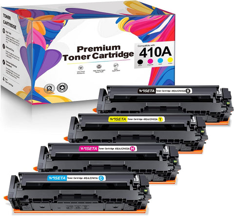 410A toner M477fdw M477fnw WISETA Compatible Toner Replacement for HP 410A 410X CF410A CF410X Color Pro MFP M477fdw M477fnw M477fdn M452dn M452nw M452dw M477 printer(Black Yellow Cyan Magenta)