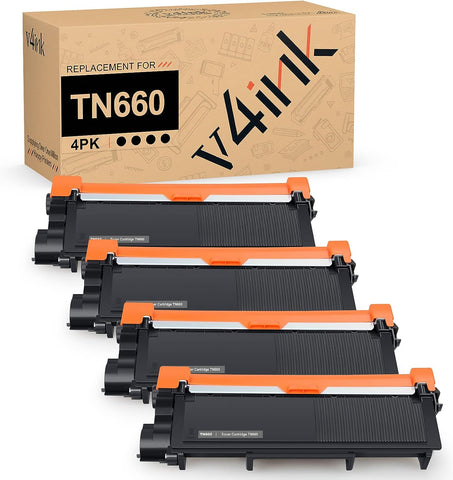 V4INK 4PK Compatible TN-660 Replacement for Brother TN660 TN630 Toner Ink for Brother MFC-L2700DW HL-L2300D L2320D L2340DW L2360DW L2380DW DCP L2540DW L2520DW MFCL2740DW Tray_Toners_Cartridges_Printer