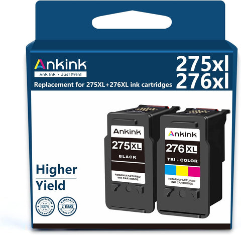 Ankink 275XL 276XL Ink Cartridge Replacement for Canon PG-275 CL-276 275 276 XL combo Compatible with Canon PIXMA TS3520 TS3522 TS3500 TR4720 TR4700 TR4722 Printers(1 Black, 1 Color, 2 Pack)Multi Pack