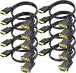 HDMI to VGA Cable 6 Ft, 10-Pack Gold-Plated Computer HDMI to VGA Monitor Cord Adapter Male to Male for Computer, Desktop, Laptop, PC, Monitor, Projector, HDTV (NOT Bidirectional)-Black