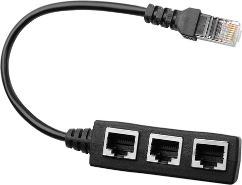 RJ45 Ethernet Splitter Cable, RJ45 1 Male to 3 x Female LAN Ethernet Splitter Adapter/Network Cable Suitable Super Cat5, Cat5e, Cat6, Cat7 LAN Ethernet Socket Connector Adapter