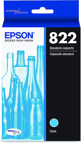 EPSON T822 DURABrite Ultra -Ink Standard Capacity Cyan -Cartridge (T822220-S) for Select Epson Workforce Pro Printers