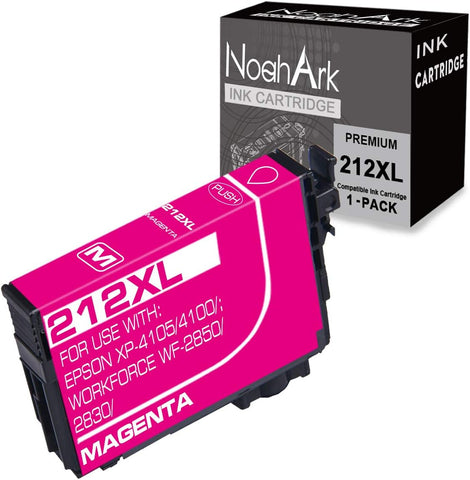 NoahArk 1 Pack 212XL Remanufacture Ink Cartridge Replacement for Epson 212XL 212 T212XL High Yeild for Workforce WF-2830 WF-2850 Expression Home XP-4100 XP-4105 Printer (1 Magenta)