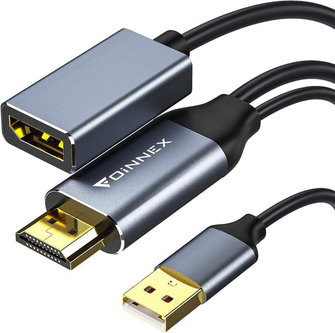 FOINNEX HDMI to DisplayPort Converter, Not DP to HDMI, HDMI to DP Adapter Supports 4K@60Hz Compatible with Computer, Monitor, PS4, Xbox, NS (USB for Power)