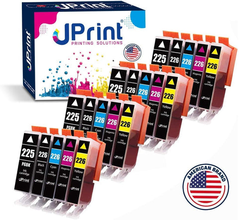 JPrint 20-Pack Compatible Ink Cartridge Replacement for Canon PGI-225 CLI-226 PGI225 CLI226 to use with PIXMA MX882 MX892 MG5320 MG6220 (4 Large Black, 4 Cyan, 4 Magenta, 4 Yellow, 4 Small Black