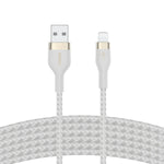 Belkin BoostCharge Pro Flex Braided USB Type A to Lightning Cable (3M/10FT), MFi Certified Charging Cable for iPhone 14, 13, 12, 11, Pro, Max, Mini, SE, iPad and More - White