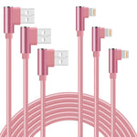 iPhone Charger [Apple MFi Certified] 90 Degree 10ft 3 Pack Lightning Cable Braided Right Angle Charging Cord Compatible with iPhone 12/11/Pro/Xs Max/XS/XR/7/7Plus/X/8/8Plus/6S(Rose Gold, 10FT)