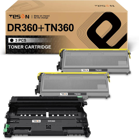 TESEN DR360 TN360 Compatible Drum and Toner Replacement for Brother DR360 TN360 (1Drum + 2Toner) Work with DCP-7030, DCP-7040, HL-2140, HL-2170W, MFC-7340, MFC-7345N, MFC-7440N, MFC-7840W Series