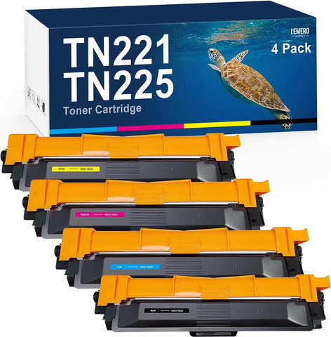 TN221 TN225 LemeroUexpect Compatible Toner Cartridge Replacement for Brother TN221 TN225 Toner Cartridge for HL-3170CDW MFC-9130CW 9340CDW 3140CW 3180CDW 9330CDW Black Cyan Magenta Yellow, 4P