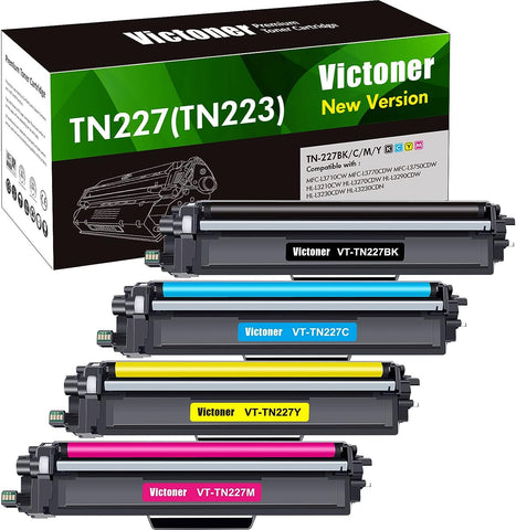 VICTONER Compatible Toner Cartridge Replacement for Brother TN227 TN223 TN-227 TN 227BK/C/M/Y HL-L3270CDW MFC-L3770CDW MFC-L3750CDW HL-L3290CDW HL-L3210CW Printer High Yield (4 Pack TN-223BK/C/M/Y )