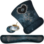 XMTMR-Glass Ergonomically Upgraded Keyboard Wrist Rest and Comfortable Wrist Rest Gel Mouse Pad Set, Non-Slip Rubber Base and Cute Coaster, for Work, Game Home, Dream Catcher Milky Way Star Space