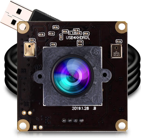 ELP 4K USB Camera 170degree Fisheye USB Webcam Board with Microphone,Ultra HD 3840X2160 30fp 4K Cameras,Wide Angle IMX317 Mini 4K USB Camera Module with Audio for Machine Vision,Smart Kiosk,Robot,ATM