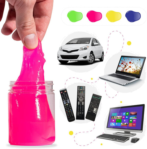 QYUX 4-Pack Car Cleaning Gel Universal Car Detailing Kit Automotive Car Cleaning Kits PC Tablet Laptop Keyboard, Air Vents, Camera, Printers, Calculator Cleaner