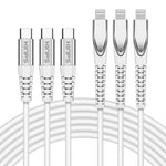 KINPS MFI Certified (3-Pack) USB C to Lightning Fast Charging Cable Compatible with iPhone 11/11Pro/11 Pro Max/X/XS/XR, Supports Power Delivery(for Use with Type C Chargers), 10FT/3M, (White)