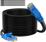 Cat 6 Outdoor Ethernet Cable 250 ft, Adoreen Gbps Heavy Duty Internet Cable (from 25-300 feet) Support POE Cat6 Cat 5e Cat 5 Network Cable RJ45 Patch Cord, UV Waterproof Direct Burial & Indoor+15 Ties