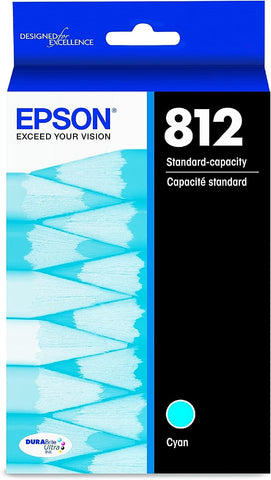 Epson T812 DURABrite Ultra Ink Standard Capacity Cyan Cartridge (T812220-S) for Select Workforce Pro Printers