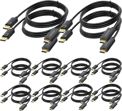 CLAVOOP DisplayPort to HDMI Cable 20 Pack, DP to HDMI Uni-Directional Cable, Gold Plated Display Port to HDMI Cord Male to Male Compatible for Desktop, Monitor, Projector, HDTV, Laptop - 3 Feet