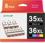 ZIPRINT Compatible Ink Cartridge Replacement for Canon PGI-35 CLI-36 35 36 for Canon Pixma iP110 TR150 iP100 Mini260 Mini320 Printer Ink cartridges (5 Black 3 Tri-Color, 8-Pack)