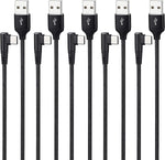 Smays Right Angle USB C Cable 5 pcs lot Wholesale, 6 ft Nylon Black