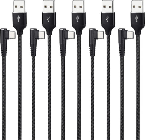 Smays Right Angle USB C Cable 5 pcs lot Wholesale, 6 ft Nylon Black