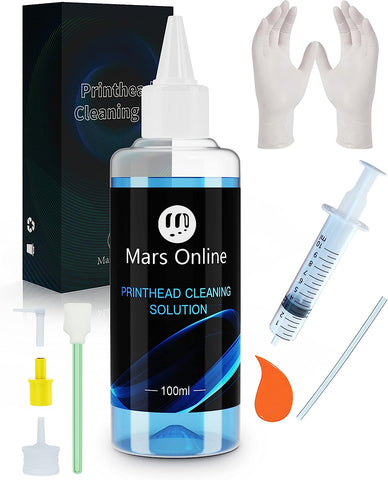 Mars Online Printhead Cleaning Kit Inkjet Printer Head Cleaner Compatible for HP/Epson/Brother/Canon 8600 8610 8035 8710 6700 6900 / Epson 1430 2720 et-2720 et-2750, 100ML, Kit 2