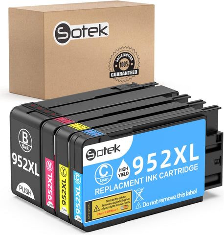 Sotek Upgraded 952XL 952 XL Ink Cartridges, Work for HP OfficeJet 7720 7740 8210 8216 8702 8710 8715 8720 8725 8730 8740 Printers (BK/C/M/Y)