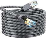 SNANSHI Cat 8 Ethernet Cable 25 ft, Heavy Duty 26AWG Nylon Braided High Speed Cat8 Network LAN Patch Cord, 40Gbps 2000Mhz SSTP Double Shielded Cat8 Ethernet Cable RJ45 Cable