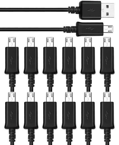 tekSonic [12-Pack Micro USB Cable Multi Pack Bulk Lot - 1 M/3.3 ft Charging, Data Sync Fast Micro USB to USB A Cord for Samsung Galaxy S7 S6 Edge J7 S5,Note 5 4,LG 4 K40 K20,Kindle,PS4,Xbox,Tablet