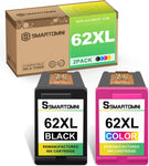 S SMARTOMNI 62XL Ink Cartridges Black and Color Replacement for HP Ink 62 62XL Cartridge Combo Pack High Yield for HP OfficeJet 200 250 Envy 5540 5660 5665 5740 7640 7645 (2 Pack, Black&Tricolor)