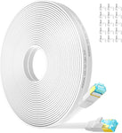 MUKSIRON Cat 6 Ethernet Cable 60 ft White, Cat6 Flat RJ45 Computer Internet Wrie LAN Network Ethernet Patch Cable Cord for Router,Gaming - 60 Feet