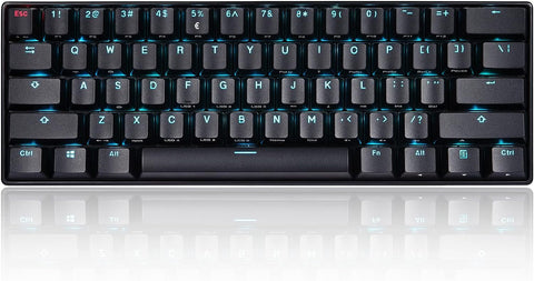 Perixx PX-4300GBL 60% Mechanical Keyboard - Wired or Wireless Multi-Device - Customizable RGB Backlighting - TKL 11.42x3.94x1.06 Inches - Gateron Blue Switches - US English (11912)