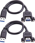 iGreely USB Extension Cable 2Pack USB 3.0 Panel-Mount Type A Male to Type A Female Cable 3Ft/1M