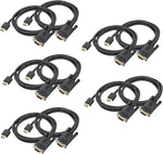 FEMORO HDMI to VGA Cable 6FT 10 Pack, HDMI-to-VGA Adapter Converter Male to Male Braided Cord for Monitor Computer Desktop Laptop PC Projector HDTV and More