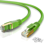 Cat8 Ethernet Cable 15FT, Indoor&Outdoor, Heavy Duty High Speed 26AWG Cat8 Network LAN Cable 2000Mhz, 40Gbps with Gold Plated RJ45 Connector, Weatherproof S/FTP UV Resistant for Router,Modem,PC(Green)