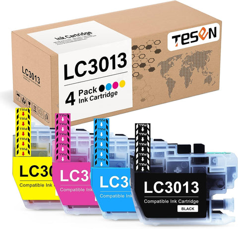 TESEN Compatible LC3013 Ink Cartridge Replacement for Brother 3013 LC 3013 LC3011 Use with Brother MFC-J497DW MFC-J895DW MFC-J491DW J497DW MFC-J690DW Series Printer (4 Pack, Black Cyan Magenta Yellow)