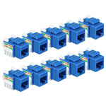 iwillink Cat6 Keystone Jack RJ45 Keystone Jack 10-Pack, UTP Modular Ethernet Jack Insert 90-Degree, Punch Down Keystone Jack Adapter, Blue