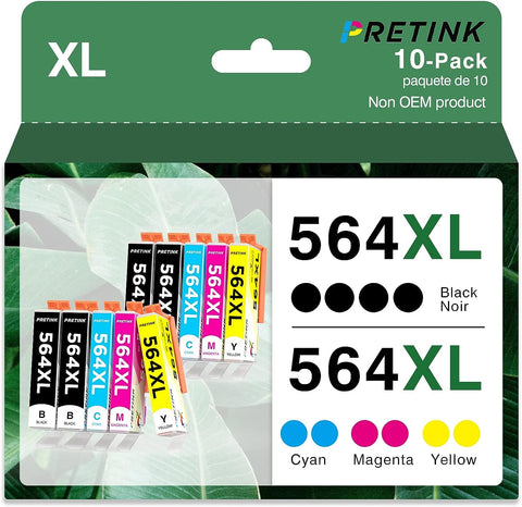 PRETINK Compatible Ink Cartridge Replacement for HP 564XL 564 XL Compatible with DeskJet 3520 3522 Officejet 4620 Photosmart 5520 6510 6520 7520 7525 Printer Tray (Black Cyan Magenta Yellow)