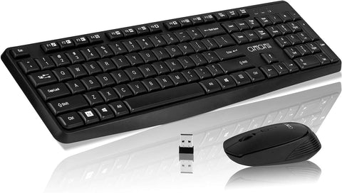 CHONCHOW Compact Wireless Keyboard and Mouse Combo[Energy Saving && Whisper Quiet], 2.4GHz Computer Keyboard, 3 Level DPI Adjustable Wireless Mouse with Independent On/Off Switch for Laptop PC Mac